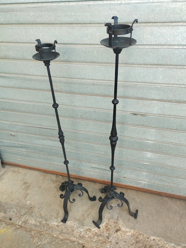 candelabro pie forja hierro vela o7_5-9 alt 122-132 t8u